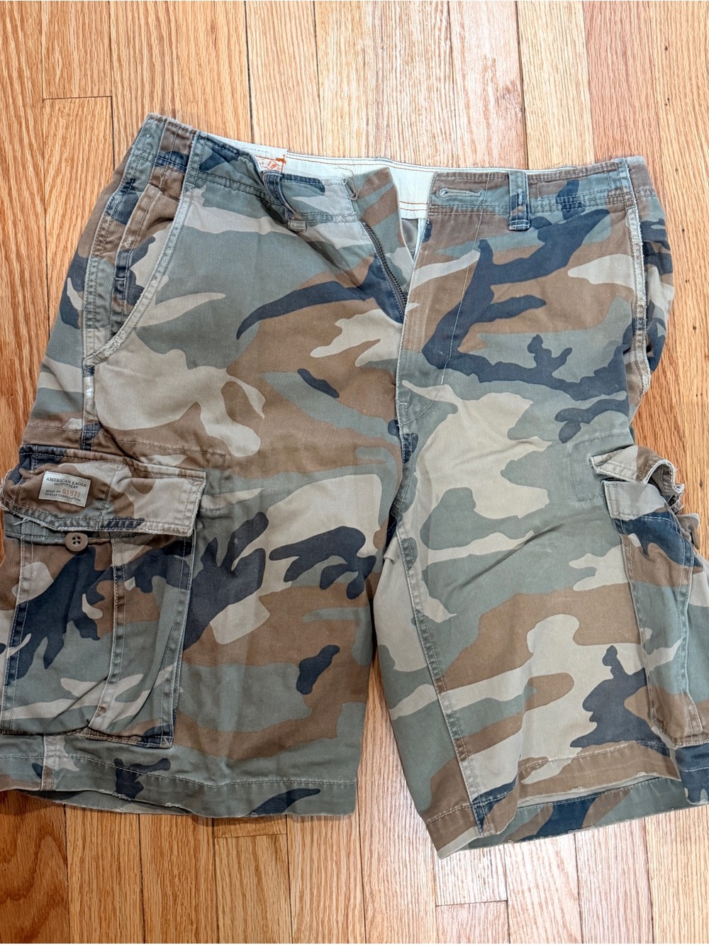 American Eagle Men's Camo Cargo Shorts - Green/Brown